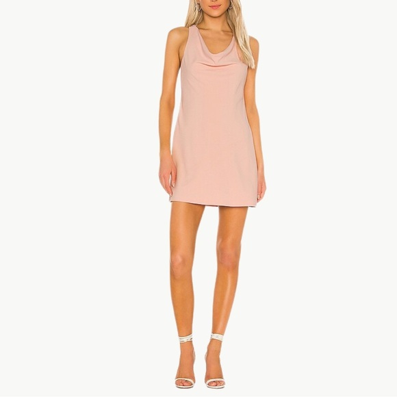 NWT Alice + Olivia Harmony Cowl Neck Racer Back Mini Dress | Sz 8 | Blush Pink - Picture 1 of 14